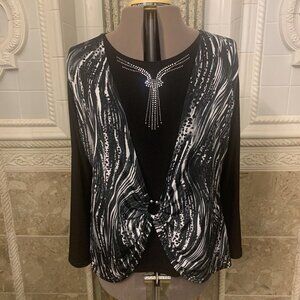 Jackets Galore. Sz XL. Rhinestone Embellished. Faux Layered. Long Sleeve. B89